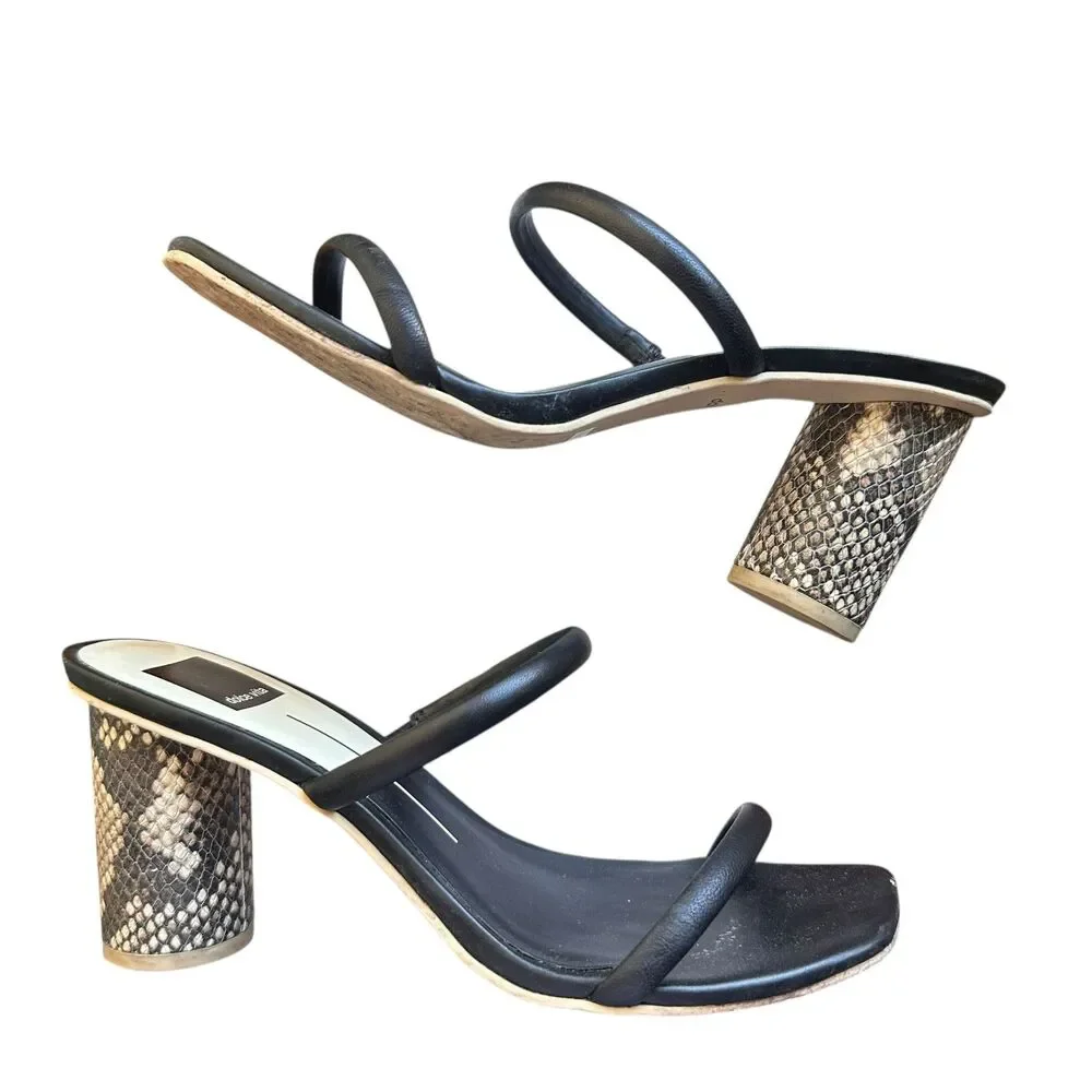 DOLCE VITA Noles Leather‎ Snake Print Heel Black/Brown Sz 8